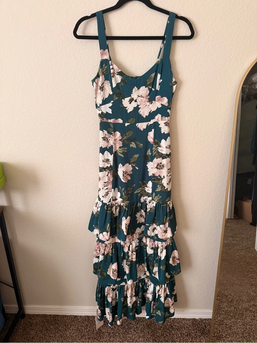 Abercrombie & Fitch Teal Floral Tiered Maxi Dress